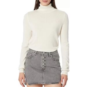 $395 Majestic Filatures 100% Cashmere Long Sleeve Turtleneck Sweater White XS S